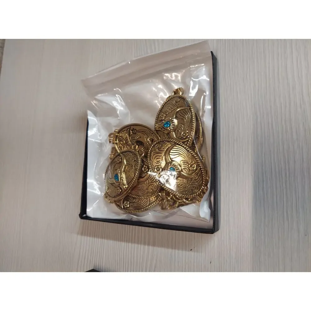 Womens Western Chain Belt Bull Skull Longhorn Turquoise Gold Tone Metal